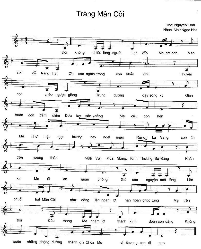 Sheet nhạc Tràng Mân Côi